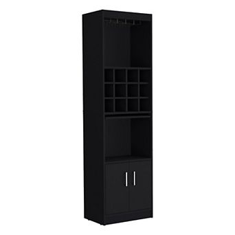 Pisek Bar Cabinet 5 tier Wine Cabinet, Liquor Cabinet, 12 Bottle Cubbies, 5 Shelves