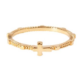 Belinda Jewelz 18k Gold Plated Vermeil Classic Cross Ring with Detailed Infinity Band