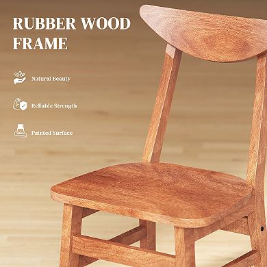 HOMCOM 5-Piece Solid Wood Dining Table Set Kitchen Table and Chairs Walnut