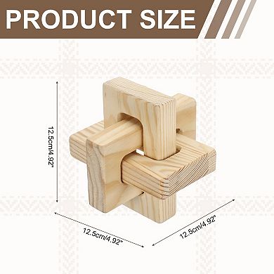 1Pc Wood Knot Decor, Chain Link Home Desktop Ornaments Hand Carved Farmhouse Decor Angular Square