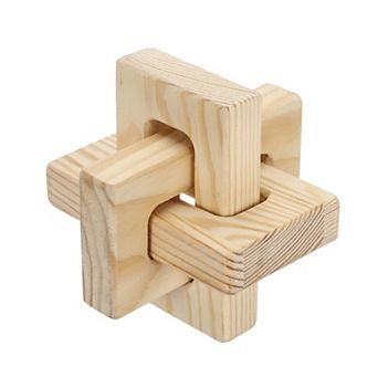 1 pc Wood Knot Decor, Chain Link Home Desktop Ornaments Hand Carved Farmhouse Decor Angular Square