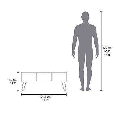 Selma Coffee Table with 4 Legs and 2 Shelves, White