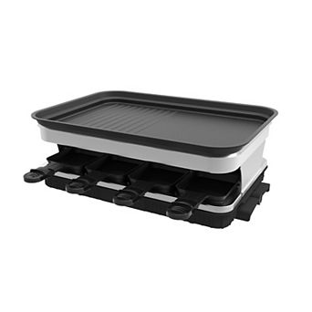 16" Electric Raclette Grill with Nonstick Grill Plate and Adjustable Temperature Control