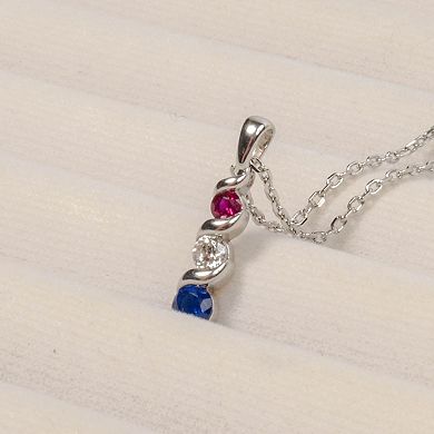 Belinda Jewelz Sterling Silver Patriotic Gemstone Pendant Necklace