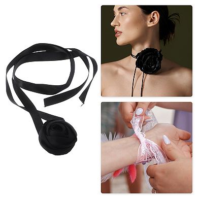 Satin Rose Tie Choker Necklace 1 Pc