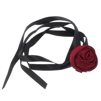 Satin Rose Tie Choker Necklace 1 pc