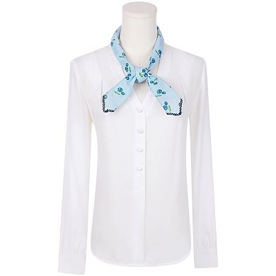 Women's Cherry Pattern Scarf, 26.7''X26.7'' Square Cotton Neckerchief Scarves for Spring Costume