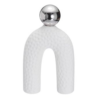 Wabi-Sabi Vase with Metal Ball, White Minimalist Home Decor Desktop Ornaments for TV Cabinet