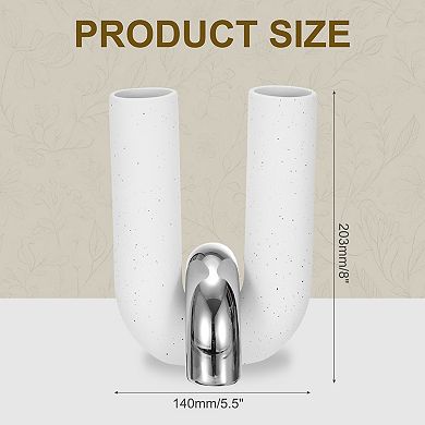 Ceramic Modern Flower Vase, U-Shape Art Ceramic Statues Centerpiece Ornament for Home Decor, White