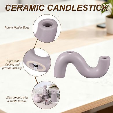 Ceramic Candle Holder, 7.9x1.7x3.9" Decorative Candle Display Holder Centerpiece Decoration, Purple
