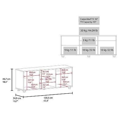 Penndel Tv Stand, 1 Door, 4 Shelves, 55" TV Capacity