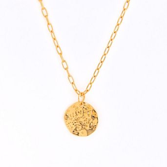 Belinda Jewelz 18k Gold Plated Vermeil Textured Coin Pendant Necklace