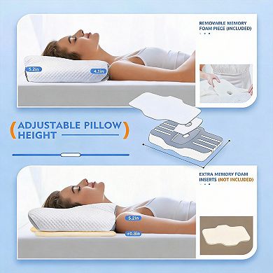 Memory Foam Pillow for Neck Pain Relief, Adjustable Orthopedic Support, Side/Back Sleepers