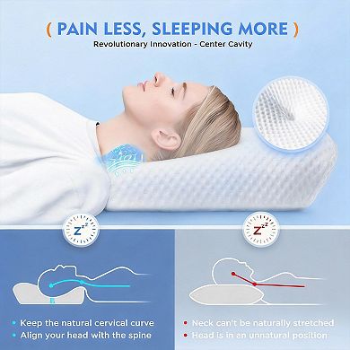Memory Foam Pillow for Neck Pain Relief, Adjustable Orthopedic Support, Side/Back Sleepers