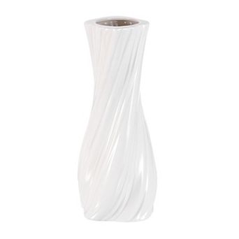 White Ceramic Twisted Vase for Home Decor, 9.5cm Wedding Centerpiece Modern Floral Ceramic Vase