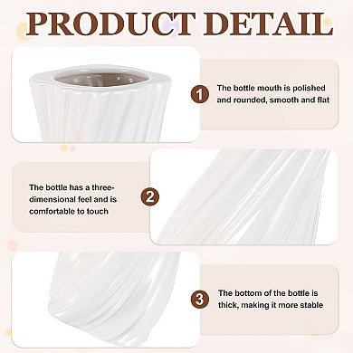 White Ceramic Twisted Vase for Home Decor, 9.5cm Wedding Centerpiece Modern Floral Ceramic Vase