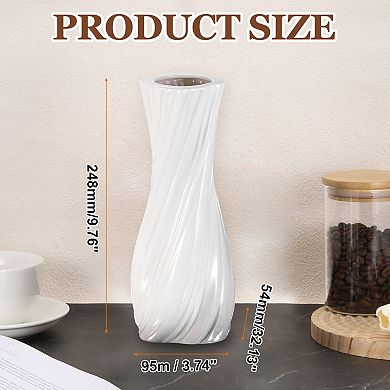 White Ceramic Twisted Vase for Home Decor, 9.5cm Wedding Centerpiece Modern Floral Ceramic Vase