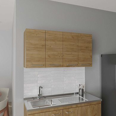 Oceana 120 Wall Cabinet, Four Doors, Two Cabinets, Two Shelves