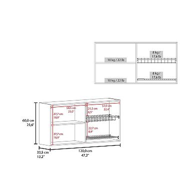 Oceana 120 Wall Cabinet, Four Doors, Two Cabinets, Two Shelves