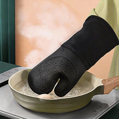Extra Long Heat Resistant Oven Mitts with Non-slip Grip for BBQ, Baking, and Cooking