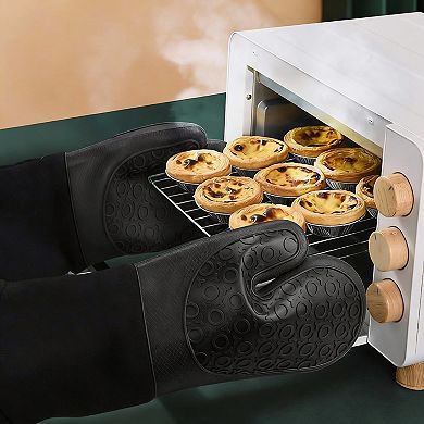 Extra Long Heat Resistant Oven Mitts with Non-slip Grip for BBQ, Baking, and Cooking