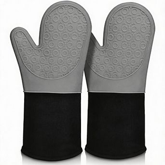 Extra Long Heat Resistant Oven Mitts with Non-slip Grip for BBQ, Baking, and Cooking