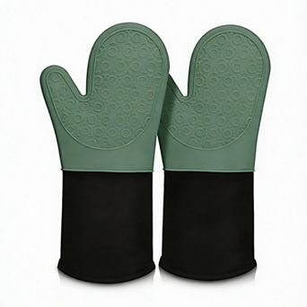 Extra Long Heat Resistant Oven Mitts with Non-slip Grip for BBQ, Baking, and Cooking