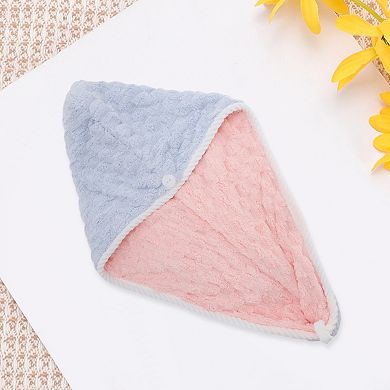 1 Pc Water-absorbent Double Layer Hair Towel for Bathroom Hotel