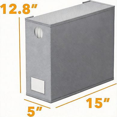 6 Pack Foldable Bed Sheet Organizers - Gray, 5"x15"x12.8" with Circle Window, Label Cards
