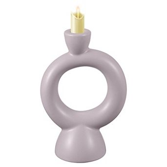 Ceramic Candle Holder, 5.1x3.2x7.6" Decorative Candle Display Holder Centerpiece Decoration, Purple