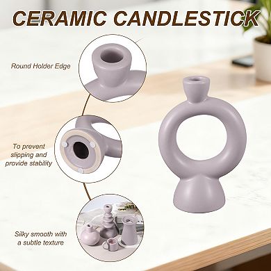 Ceramic Candle Holder, 5.1x3.2x7.6" Decorative Candle Display Holder Centerpiece Decoration, Purple