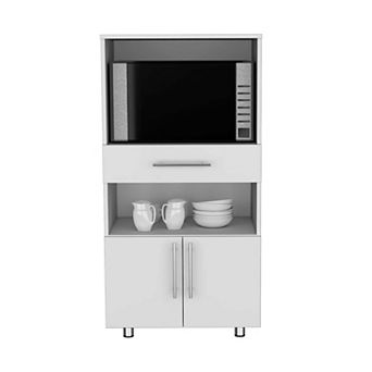 Wales Kitchen Pantry with 2 shelves and 2 doors, White