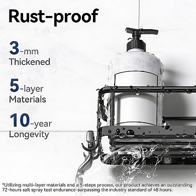 6-Piece Rustproof Shower Organizer Set with Adhesive Pads