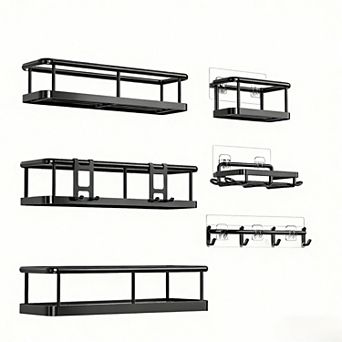 6 pc Rustproof Shower Organizer Set with Adhesive Pads