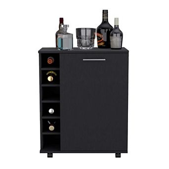 Tilden Bar Cart Sleek Mobile Cocktail Station with Built-in Bottle Storage
