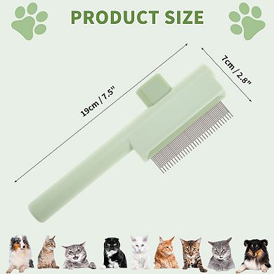 Cat Comb, Pet Hair Removal Brush with Release Button, Flea Comb Self-Cleaning Grooming Brush