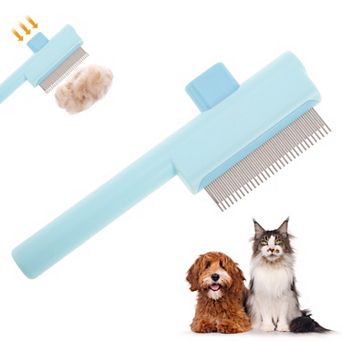 Cat Comb, Pet Hair Removal Brush with Release Button, Flea Comb Self-Cleaning Grooming Brush
