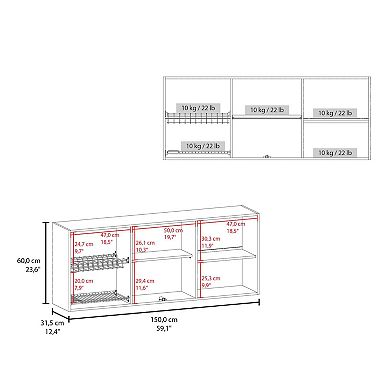 Oceana 150 Wall Cabinet with Four Doors, Two Shelves, Plate Organizer and Glass Door Storage