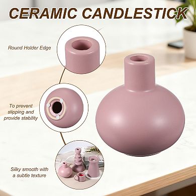 Ceramic Candle Holder, 4.3x4.3x4.7" Decorative Candle Display Holder Centerpiece Decoration, Purple
