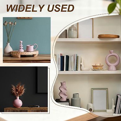 Ceramic Candle Holder, 4.3x4.3x4.7" Decorative Candle Display Holder Centerpiece Decoration, Purple