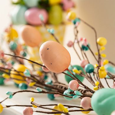 Glitzhome 72"L Easter Garland, Egg & Berries Garland for Mantle, Window, Fireplace