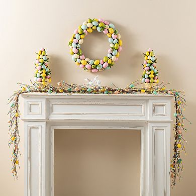 Glitzhome 72"L Easter Garland, Egg & Berries Garland for Mantle, Window, Fireplace