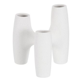 White Ceramic Plain Vase for Home Decor, 3.5cm Wedding Centerpiece Modern Floral Ceramic Vase