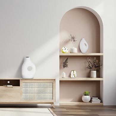 White Ceramic Plain Vase for Home Decor, 3.5cm Wedding Centerpiece Modern Floral Ceramic Vase