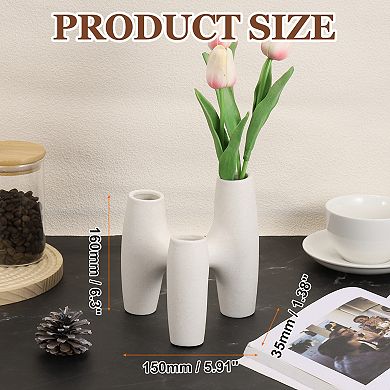 White Ceramic Plain Vase for Home Decor, 3.5cm Wedding Centerpiece Modern Floral Ceramic Vase