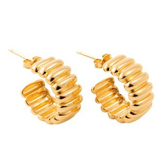 Belinda Jewelz 18k Gold Plated Vermeil Ridge Huggie Hoop Earrings