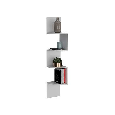 Roy Corner Floating Shelf, Modern 4-Tier Display