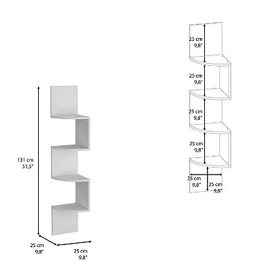 Roy Corner Floating Shelf, Modern 4-Tier Display