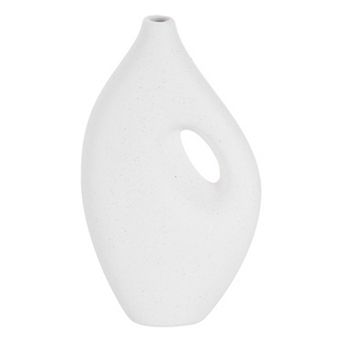 White Ceramic Plain Vase for Home Decor, 2cm Wedding Centerpiece Modern Floral Ceramic Vase