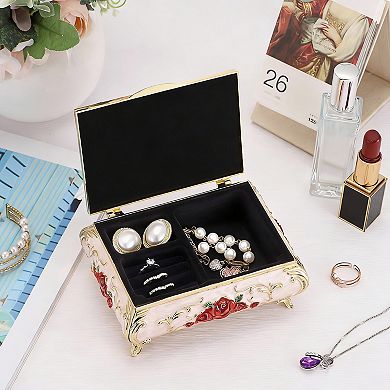 Vintage Zinc Alloy Jewelry Box with Velvet Lining